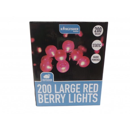 200 Large Red Berry Fairy Lights Indoor Outdoor Christmas Lights Lights Mains Powered