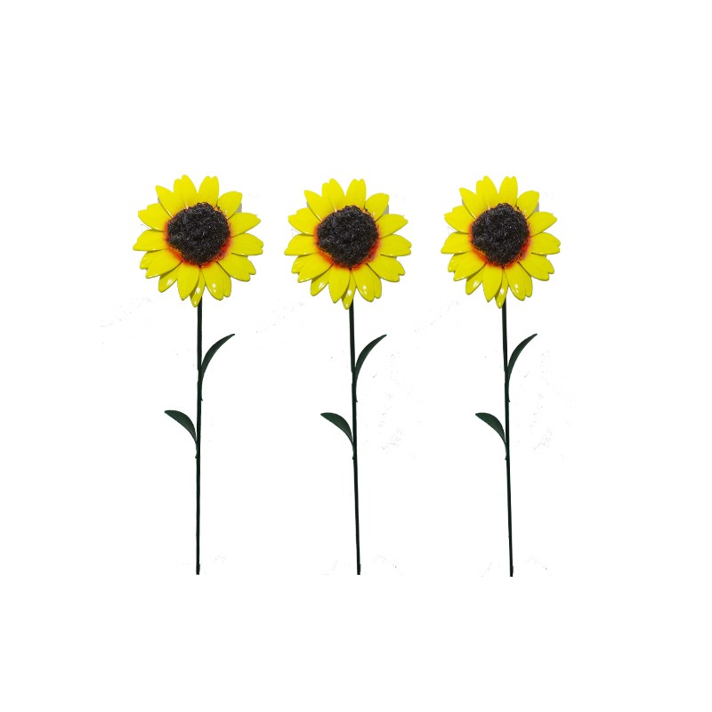 Pack Of 3 Sunflower Brightly Painted Garden Ornamental Stakes Foutasia Moles Garden Store